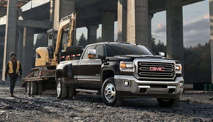 GMC truck in construction environment