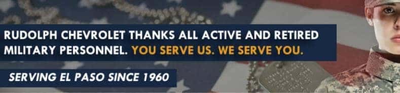 Rudolph Chevrolet thanks military banner