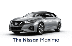 Silver Nissan Maxima Vehicle Against a white backdrop