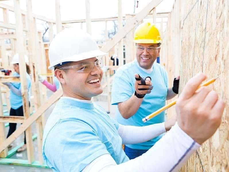 Two people in hardhats