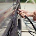 Filling car tire with air