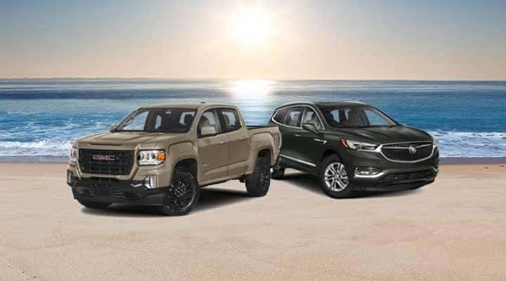 A Buick and GMC vehicle parked outside at the beach