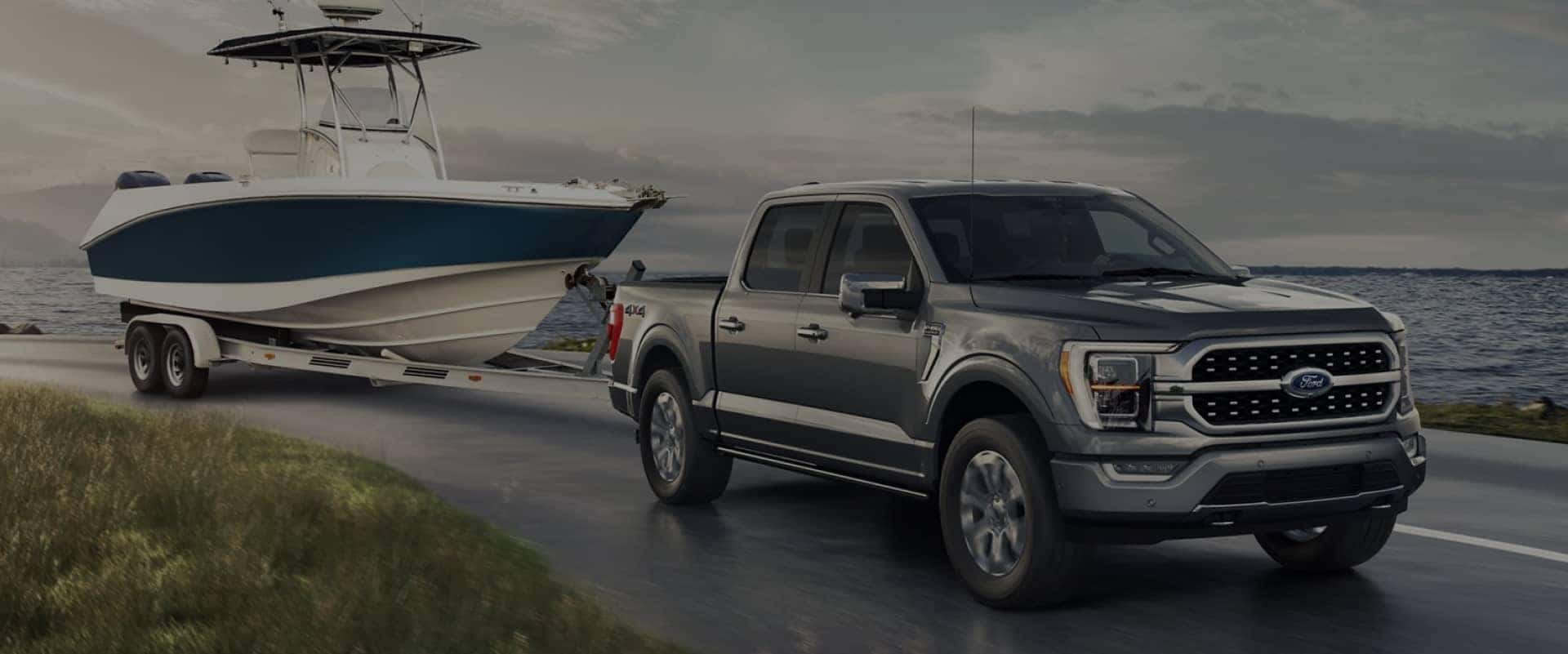Ford truck pulling motorboat