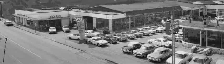 birds eye historic view of dealership