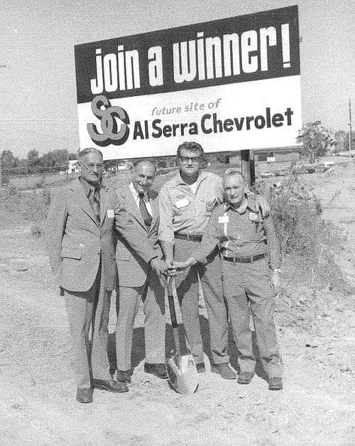 Old Black and White Picture of Serra Chevrolet