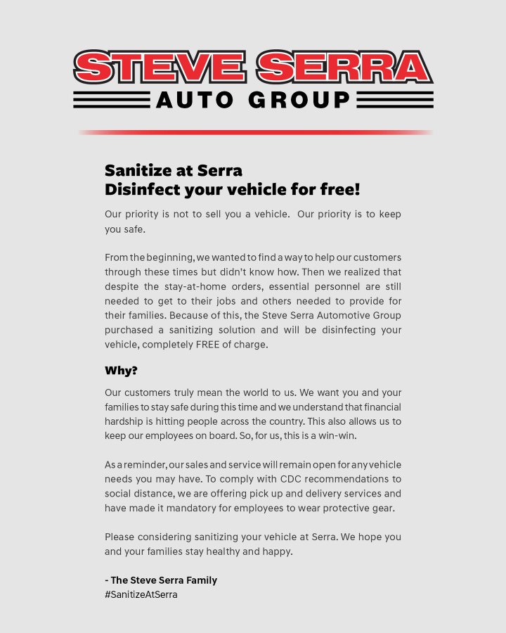steve serra auto group vehicle sanitization 