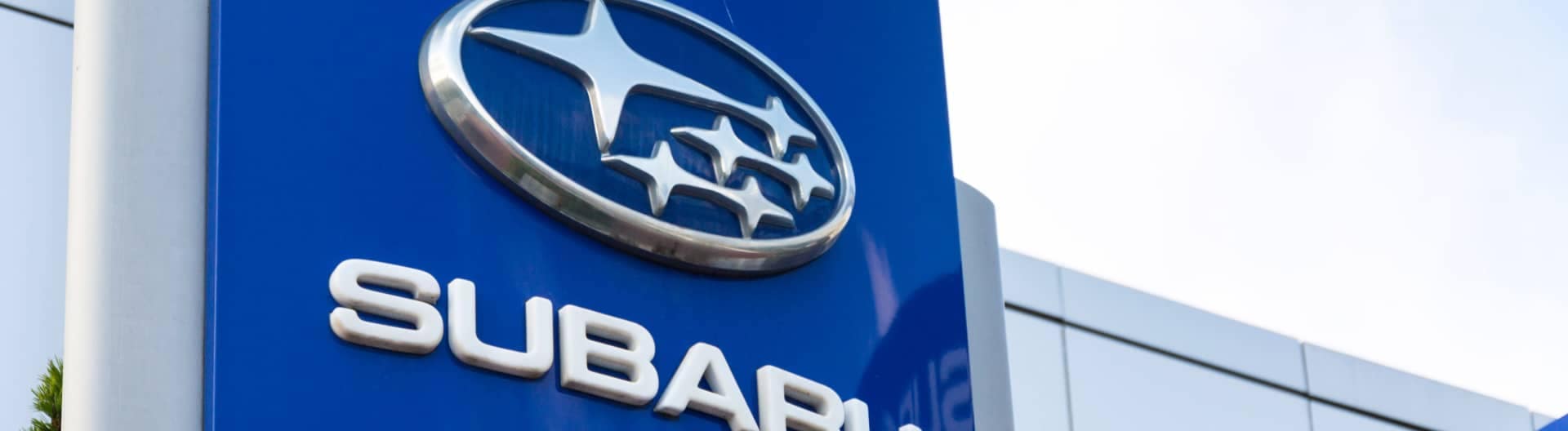 Close up of Subaru dealership sign