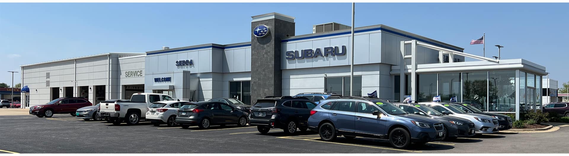 An exterior view of Serra Subaru Champaign