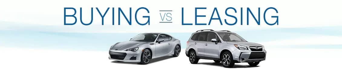 Buying or Leasing Banner with two Subaru Vehicles