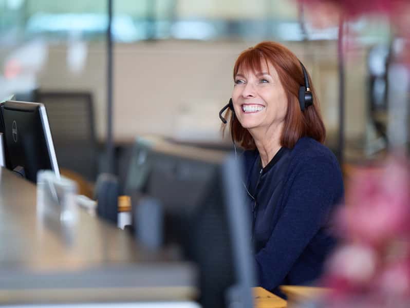 Reception greeting a customer