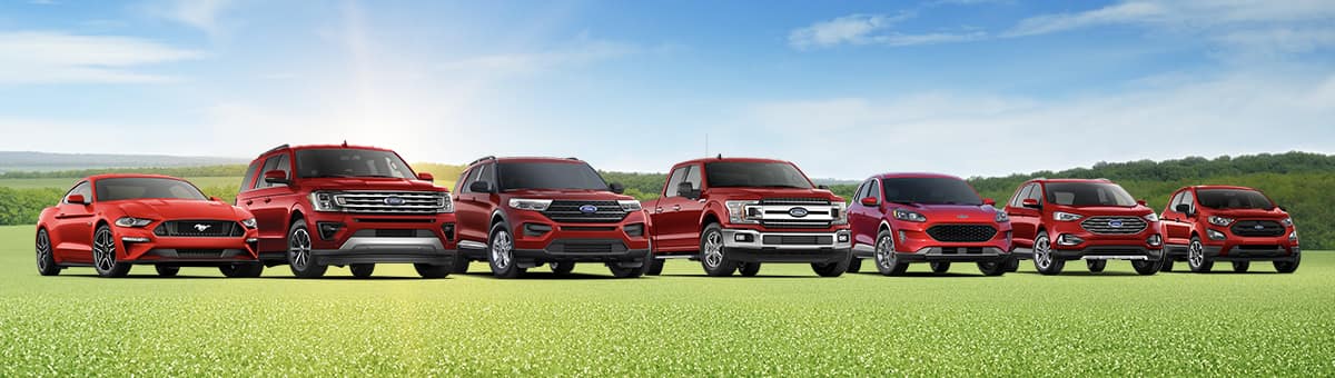 ford model lineup in all red