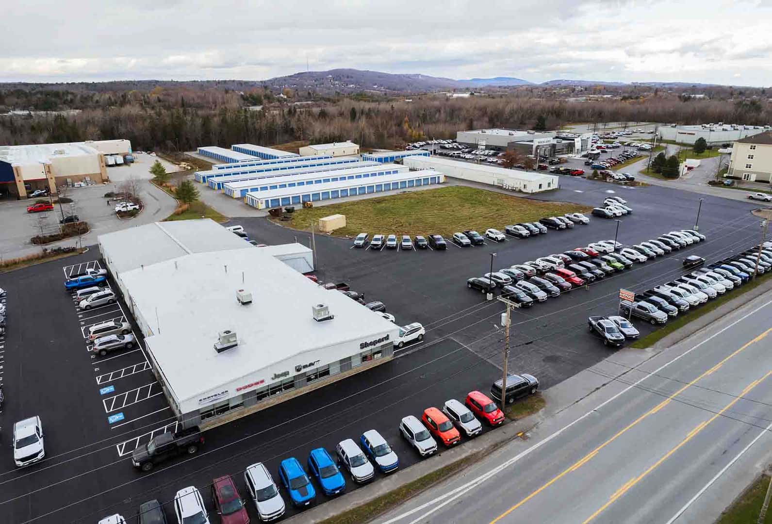 Shepard CDJR aeriel view of dealership
