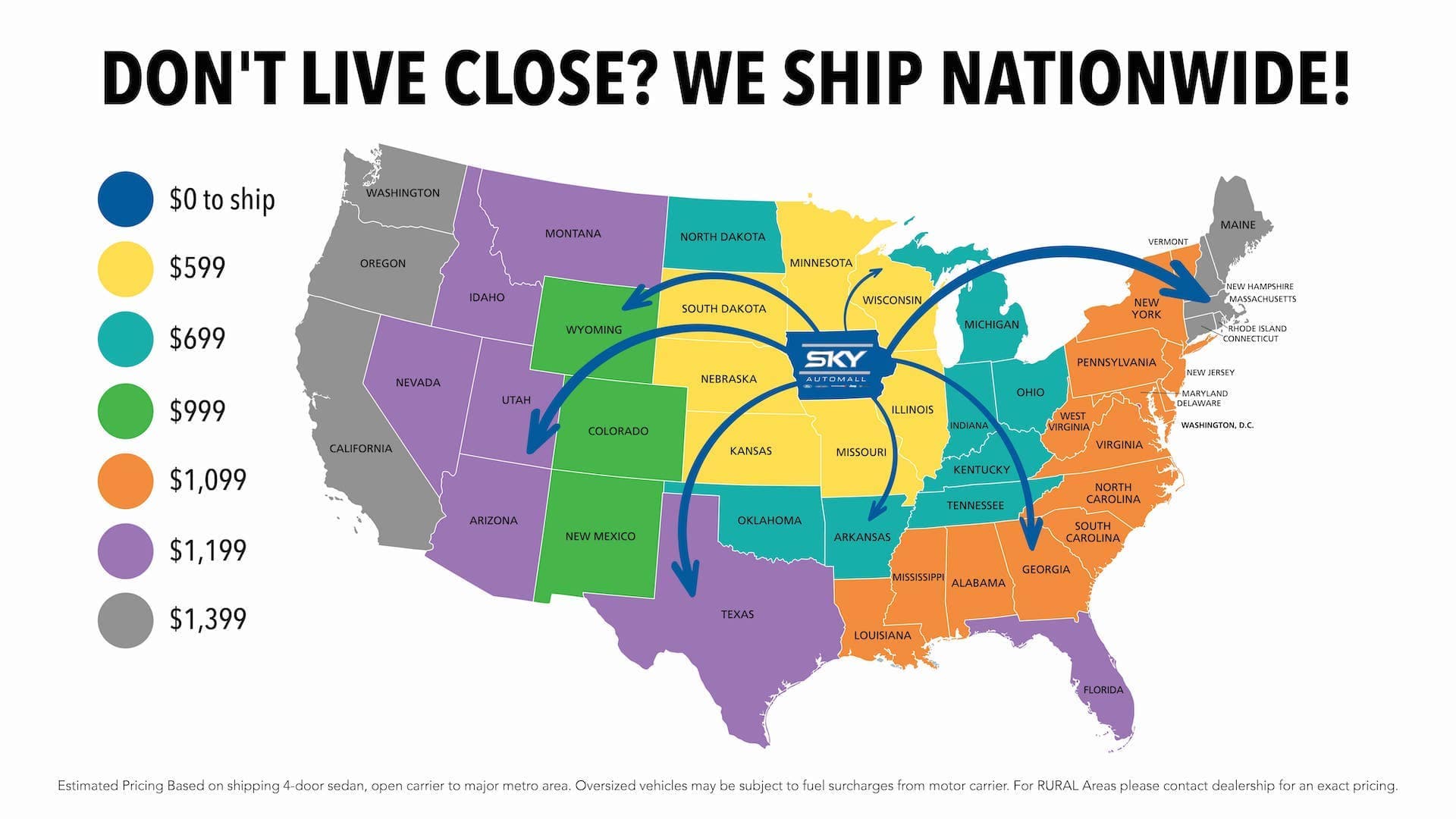 US Map With Shipping Locations