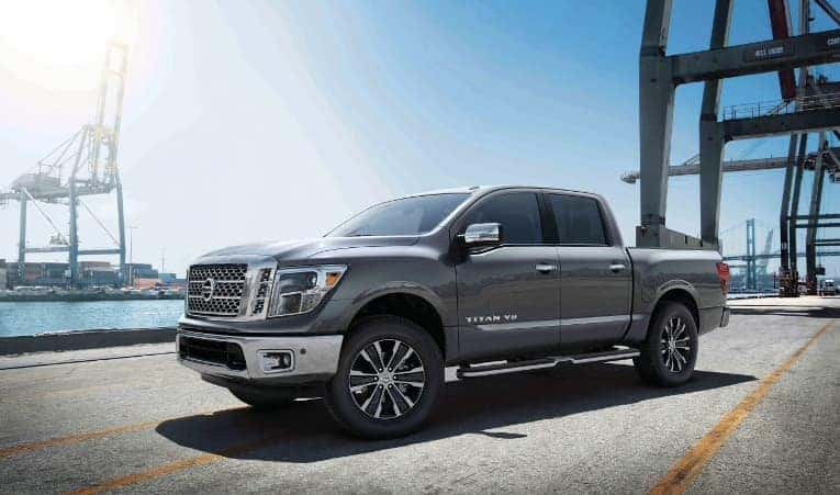 Grey 2019 Nissan Titan Grey 2019 Nissan Titan side view