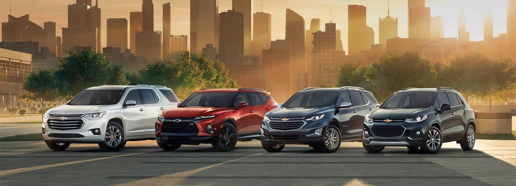2020 Chevrolet SUVs Lineup with City Backdrop