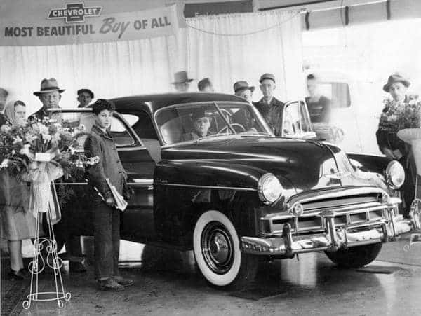 Interior of dealership - vintage photo