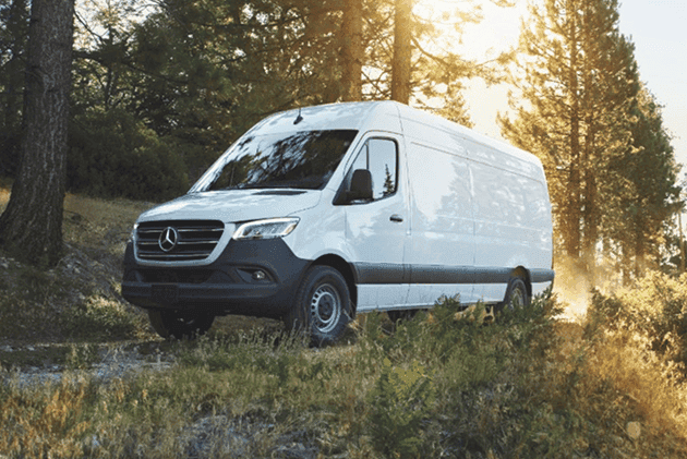 Angled view of a Sprinter Van