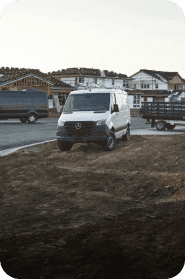 Front view of a white Sprinter van