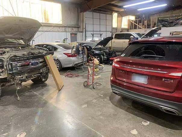 Interior of a body shop