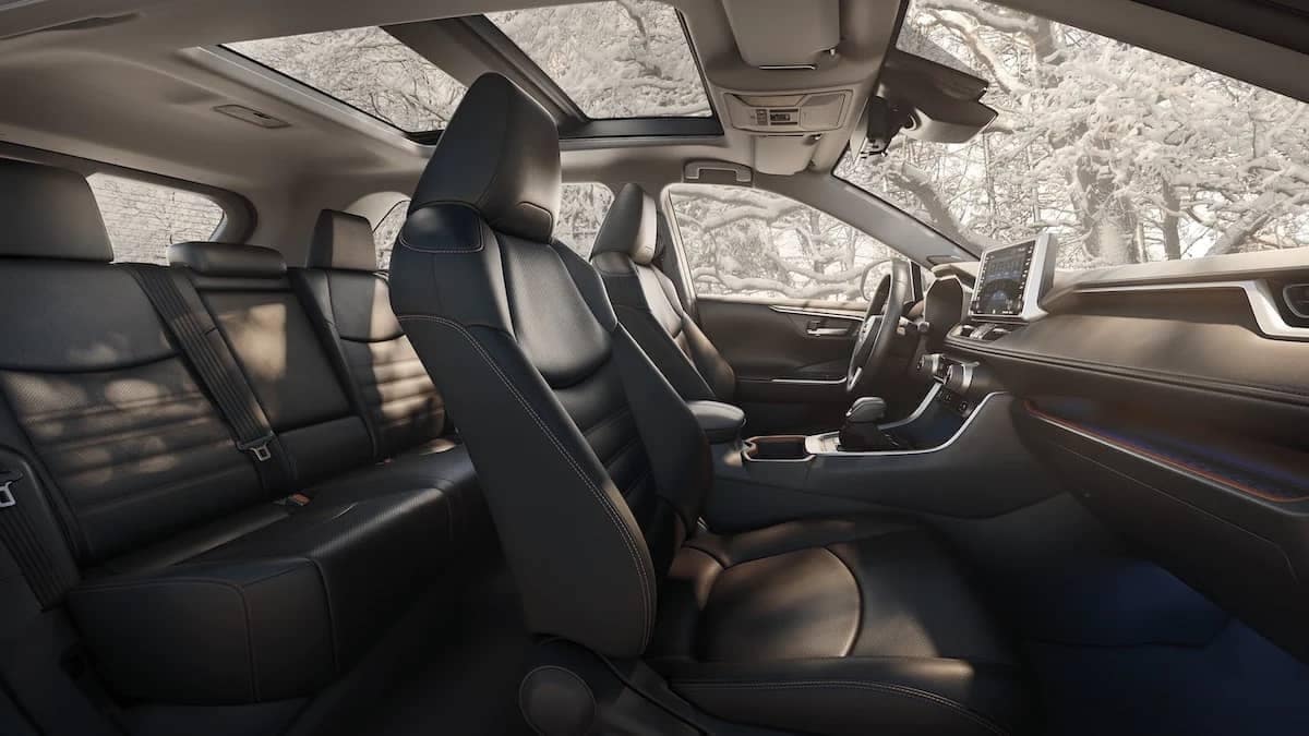 Inside view of the front seat of a Toyota RAV4