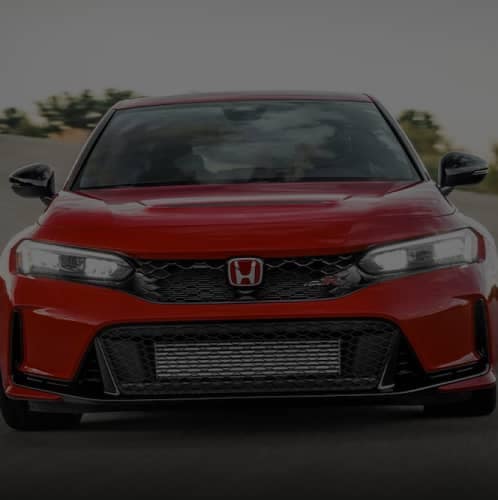 Front view of a Red Honda Civic Type R