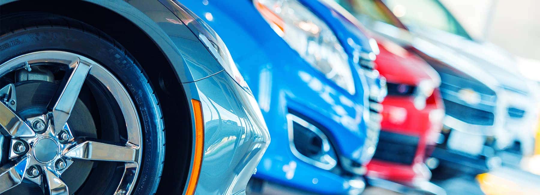 Cars Parked in Row Showroom