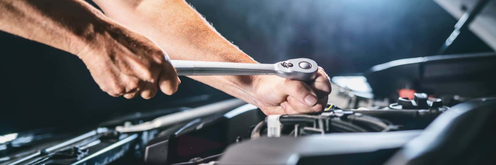 Mechanic working on an engine