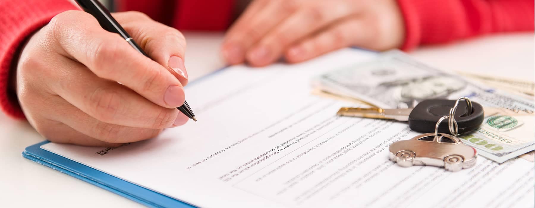 A signing of a finance application contract