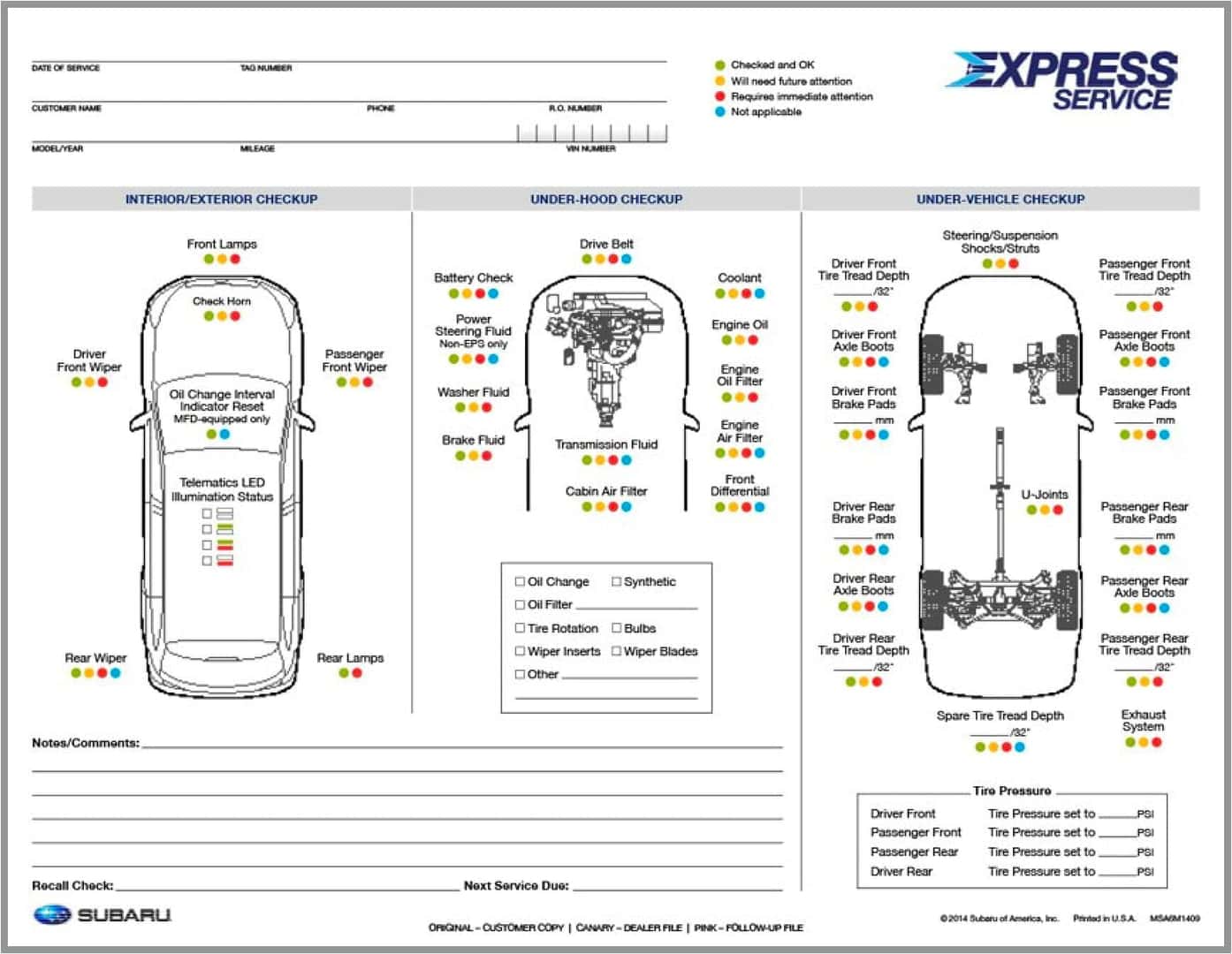 Express Service inspection schematic