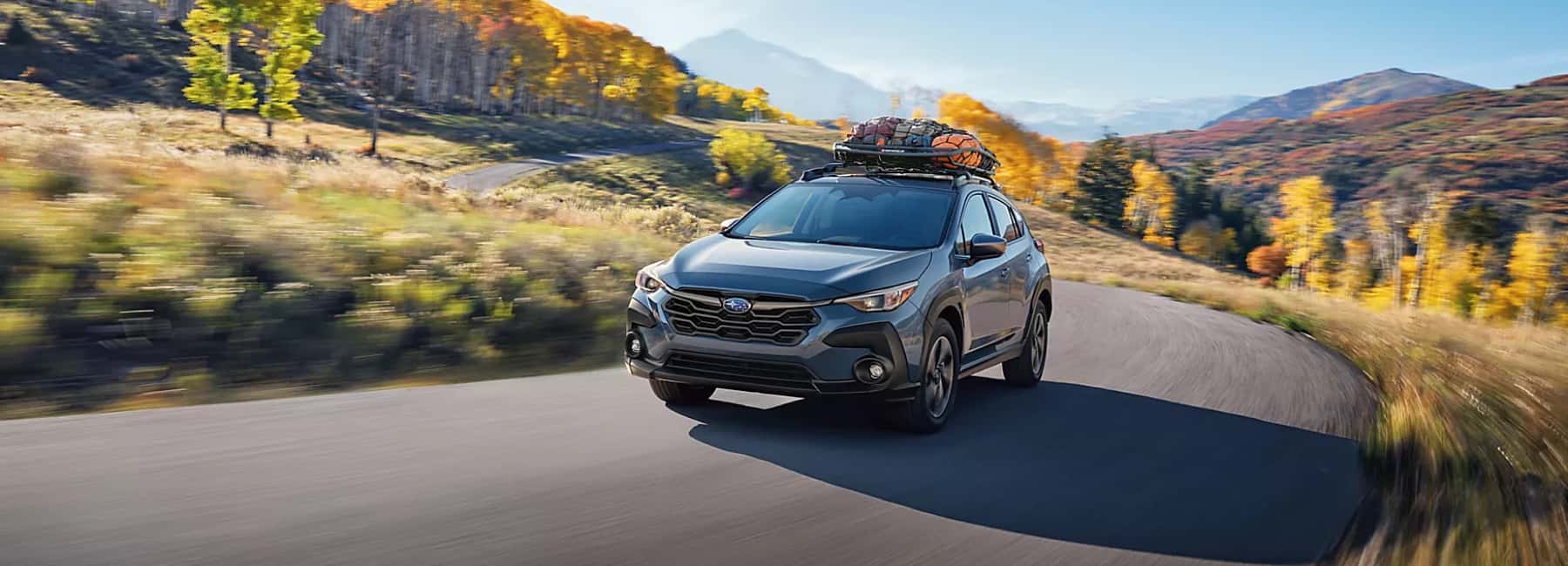 2025 Subaru Crosstrek drives winding mountain road