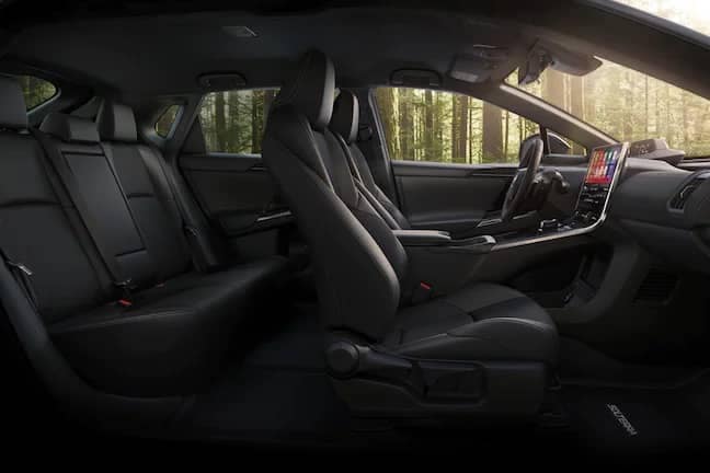 Subaru Solterra black interior side view