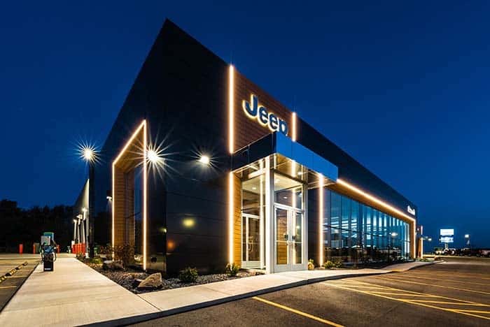 Summit-Automotive-Chrysler-Dodge-Jeep-Ram-exterior-entrance-at-night