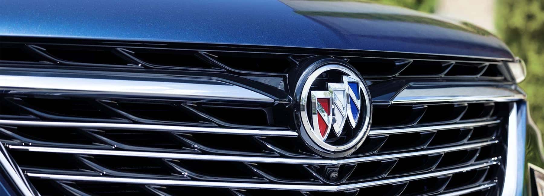 Close up of front grill on an Emperor Blue Metallic 2022 Enclave (2)