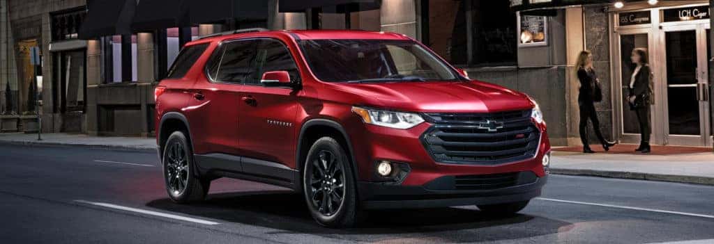 red Chevrolet traverse