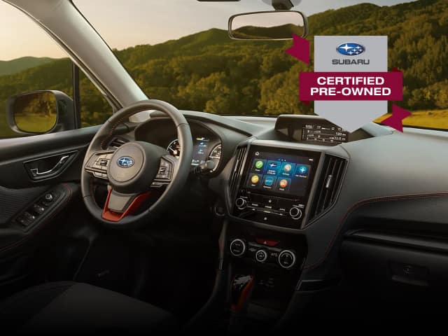 Subaru Interior with Certified Pre Owned Logo