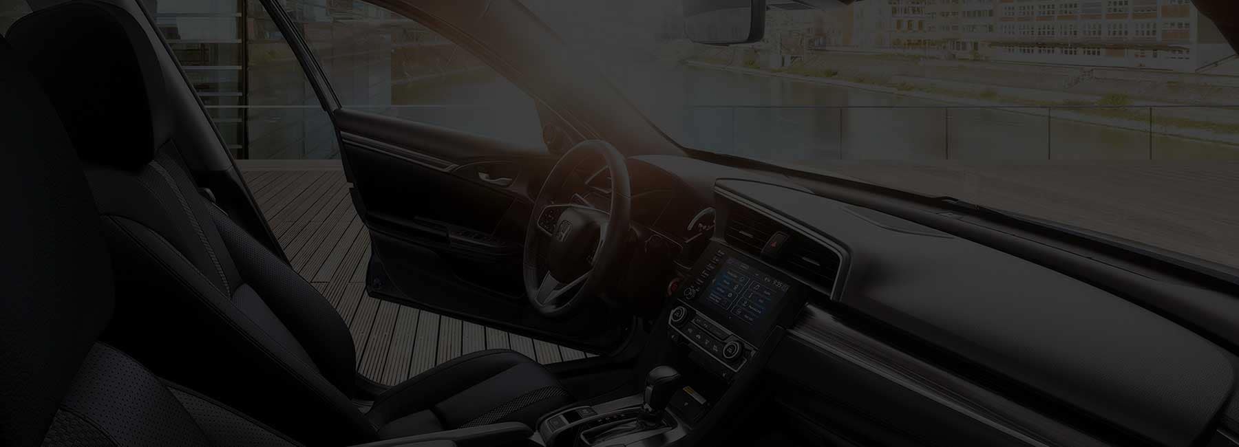 View of the dashboard inside a Honda