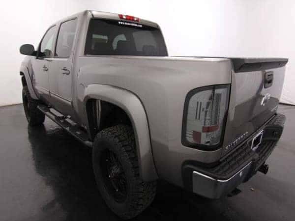 ToddWenzel-Customs- Rear view of a tan Chevy Silverado