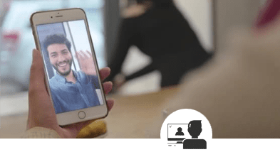 a close up of a cellphone making a video call