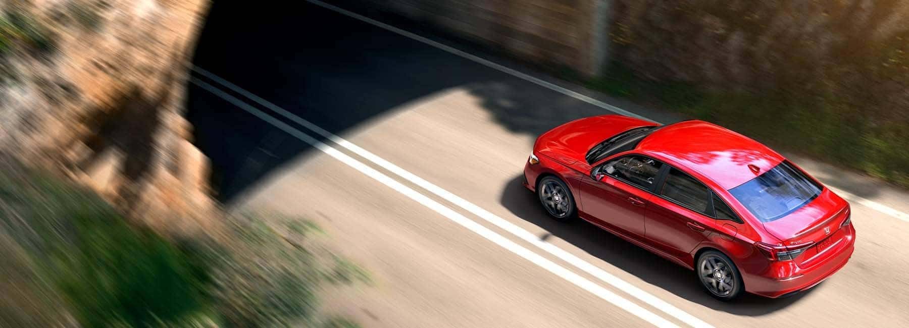 Overhead shot of a red 2022 Honda Civic