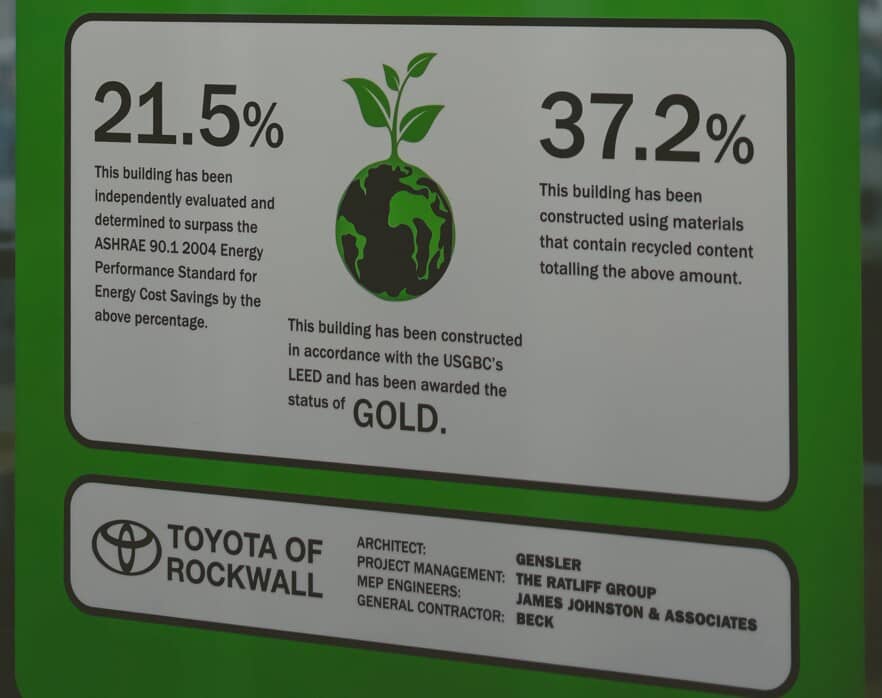 First Toyota Dealer to earn Gold LEED Certification