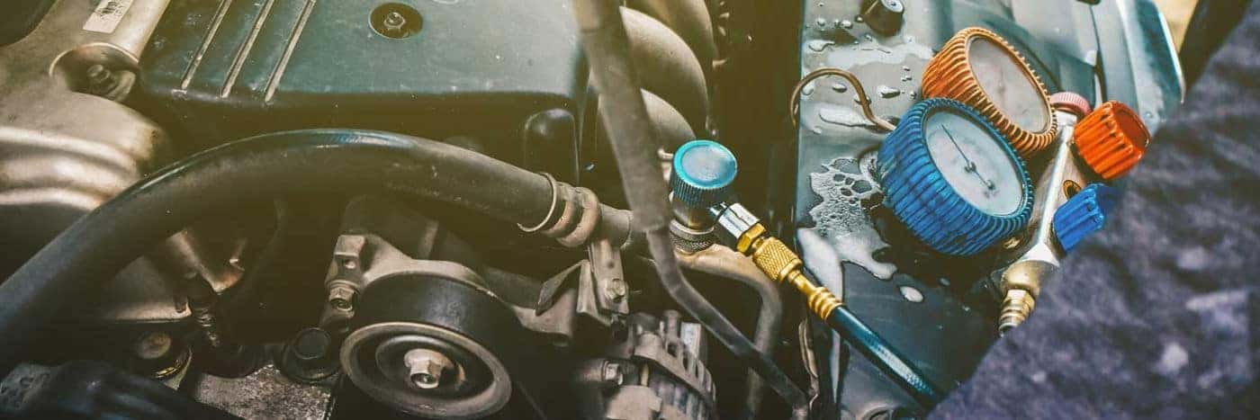 Close up view of a vehicle's a/c component