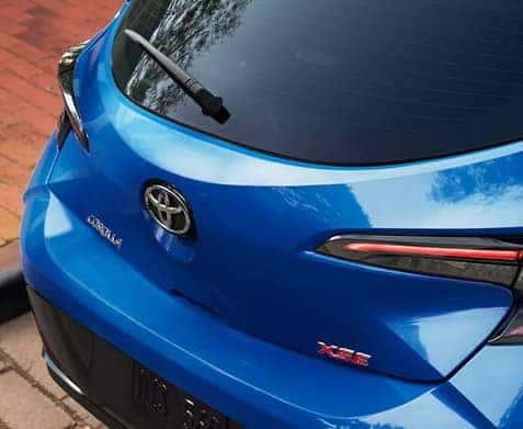 Blue toyota corolla back