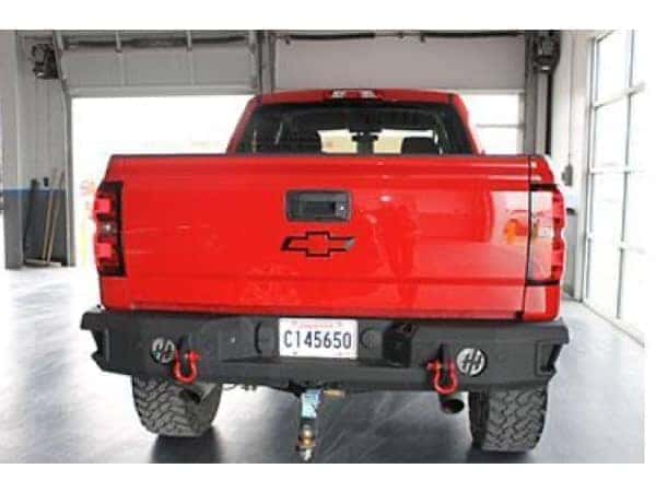 dungeon-garage-slider-18-mobile Tailgate of a red Chevy truck