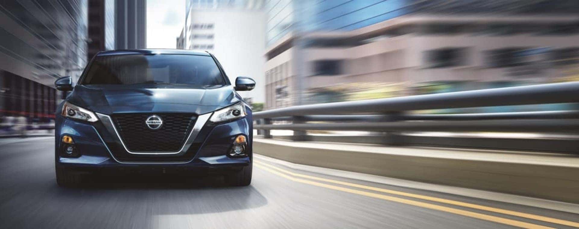 Nissan on road with blurred background