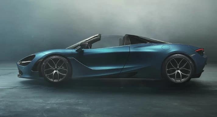 720S Spider side view blue car
