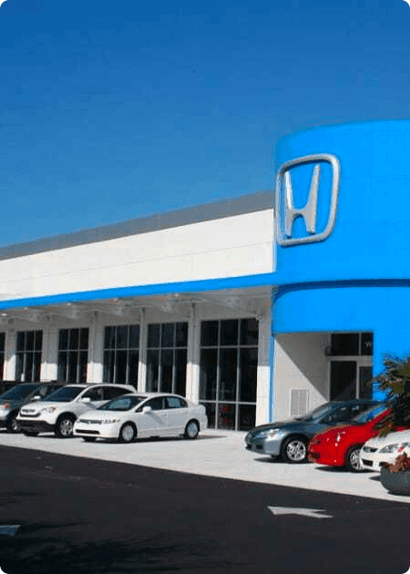 Front of Honda Dealership Lot