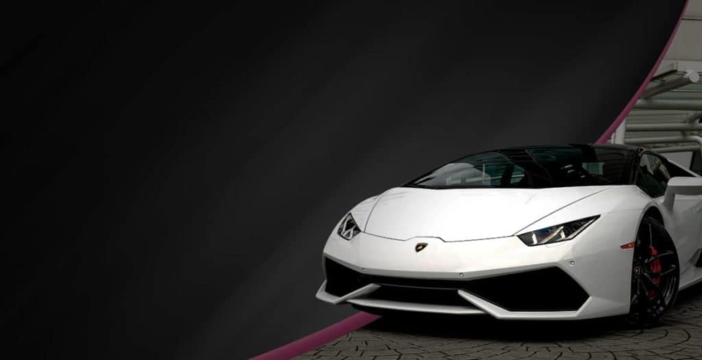white Lamborghini in the shadows