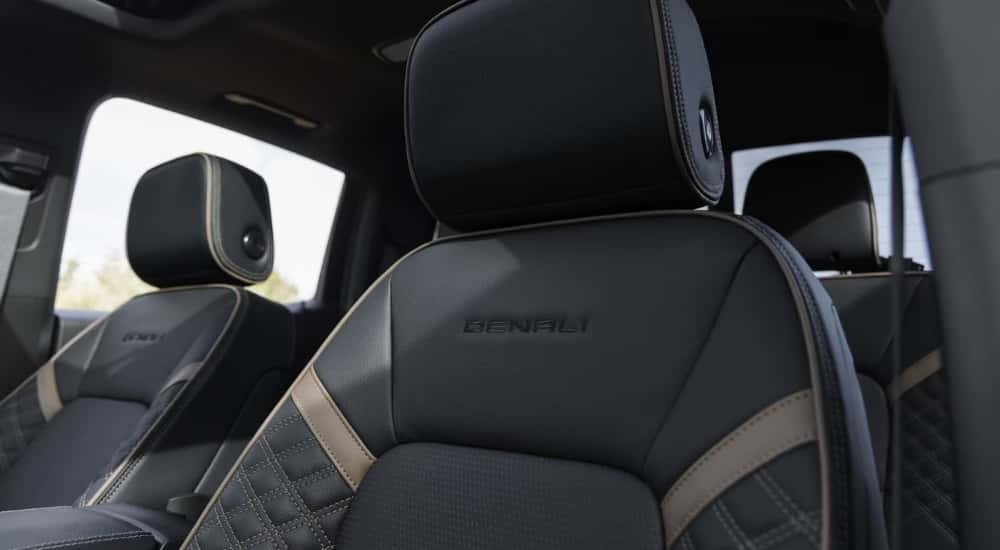 Black leather seating in a 2026 GMC Canyon Denali