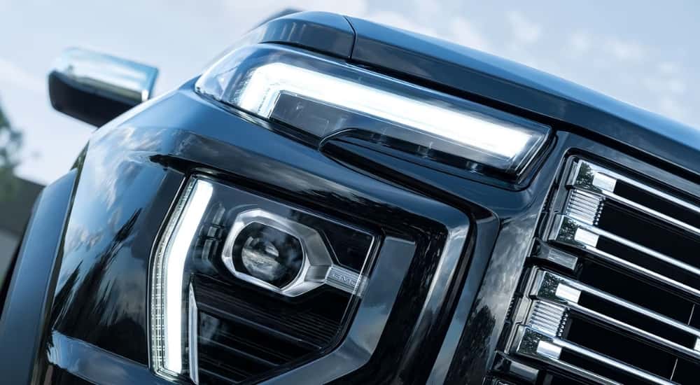 Headlight on a black 2026 GMC Canyon Denali 