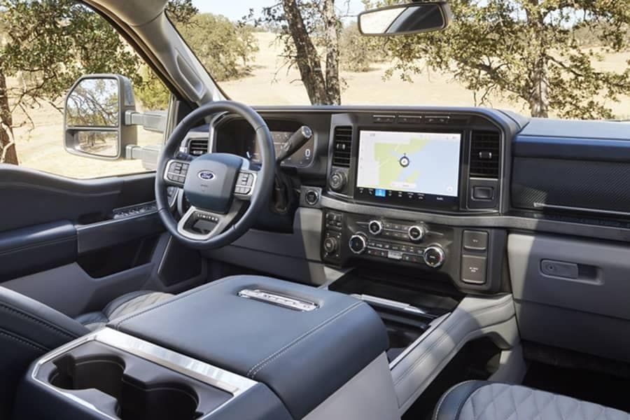 Interior of a 2023 Ford Super Duty truck